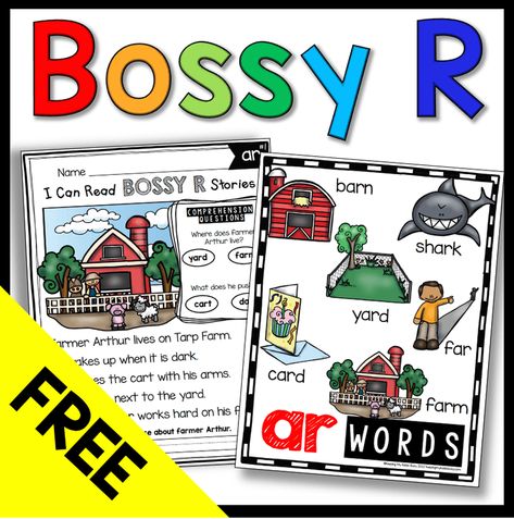 Ar Anchor Chart, Bossy R Words, Bossy R Worksheet, R Controlled Vowels Anchor Chart, Bossy R Anchor Chart, Bossy R Activities, R Controlled Vowels Activities, Vowel Anchor Chart, Decoding Activities