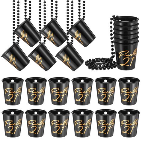 PRICES MAY VARY. Delicate Accessory for Celebratory Events: the 'finally 21' print on black shot glasses celebrates turning 21 in style, bright and eye catching, making it a stylish accessory for birthdays, bachelor parties, and other fun celebratory events Reliable Material and Convenient Size: made with quality plastic, the black shot glass necklace is both sturdy and lightweight; The convenient size of this necklace, with a necklace length of 31.5 inches/ 80 cm, shot glass bottom diameter of 21 St Birthday Party Ideas For Guys, 21st Birthday Ideas For Guys, 21st Photoshoot, Guys 21st Birthday, Birthday Decorations At Home, Turning 21, Birthday Shots, 21st Party, Bachelor Parties