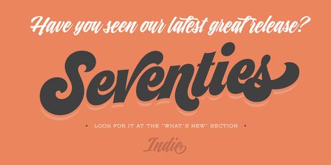 Indie - Webfont & Desktop font « MyFonts 70s Script Font, 1970s Typography, Indie Fonts, Seventies Font, Cricut Lettering, 60s Logo, Indie Moodboard, Ideas For Notes, Bday Poster