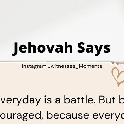 ❤ Love never fails ❤ on Instagram: "Every day is a battle but Jehovah will give us the strength to overcome this world 🥰😊  💎Swipe to find a gem for this week ☺️👉   ‼️‼️By the way, I left you more spiritual gems in our JW CLOSE FRIENDS group in case you want to join. You just have to go to our profile and tap "SUBSCRIBE"  Your support is very helpful to us 😊  I will also leave the group tagged here ☺️  . . . . . .  #jworg #jwservice #jwaustralia #jwpoland #jwrussia #jwwitnesses #jw_inspirational #jwkorea #jwitaly #jwforever #jwvisuals #jwmexico #jwstyle #alwaysrejoice #jwfriend #jw_witnesses #testigosdejehova #jwgirl #jwgirls #jwspain #jwargentina #jwlove #jwconvention #jw #jwbrazil #jwpreaching #jwitalia #jehova #jehovah #jwbrasilian" Jw Service, Encouragement Strength, Jw Convention, Friends Group, Encouraging Scripture, Love Never Fails, Close Friends, I Left, Encouragement Quotes