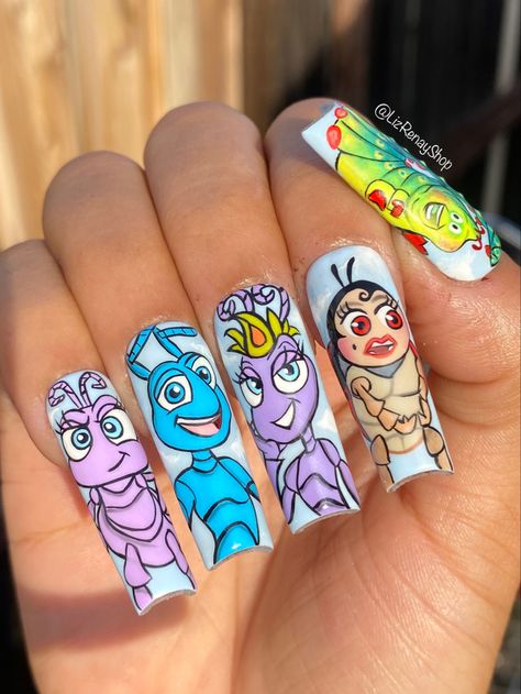 Cartoon Nail Designs, The Best Nails, A Bugs Life, 2023 Nails, Bugs Life, Best Nails, Nails Press, Nail Art Disney, A Bug's Life