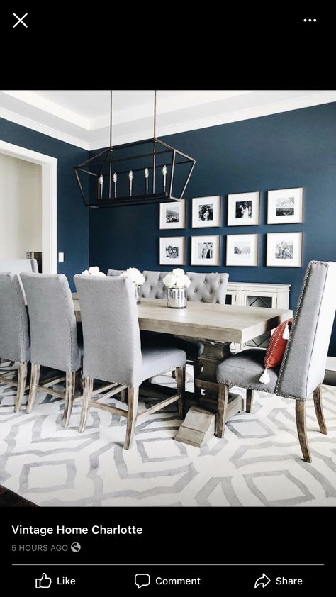 Dining Room Curtains, Dining Room Blue, Dinning Room Design, Dining Room Colors, Diy Furniture Easy, New Home Designs, House Goals, Dining Room Living Room, Dining Room Design