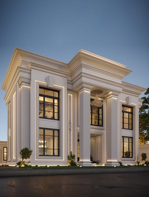 House Elevations, Castle House Design, Home Styles Exterior, Classic House Exterior, Classic House Design, Building House Plans Designs, Exterior Modern, Architectural Design House Plans, تصميم للمنزل العصري