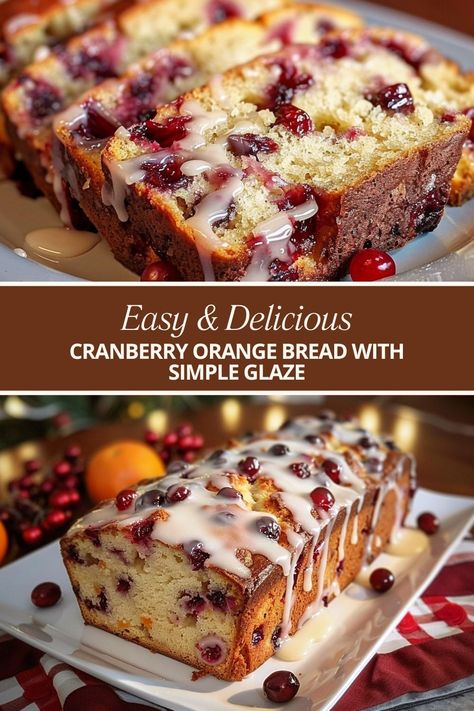 Cranberry Orange Bread with Simple Glaze Orange Loaf Cake, Cranberry Bread Recipes, Orange Bread, Cranberry Orange Bread, Cranberry Bread, Orange Glaze, Loaf Cakes, Homemade Breads, Cranberry Recipes