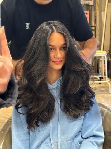 Our amazing artistic director @senolmert creating this beautiful cut and blow dry with long layers - you won't want to miss out on this look! 🤩 #haircut #cutandblowdry #longlayers #longsidebangs Long Side Bangs, Long Layers, Blow Dry, To Miss, Hair Cuts, Hair, Quick Saves