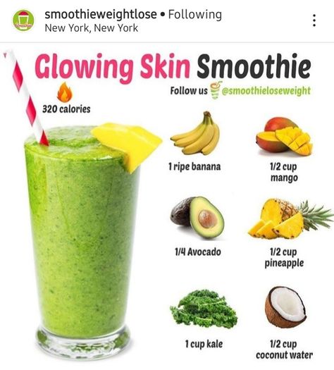 Glowing Skin Smoothie, Skin Smoothie, Avocado Smoothie, The Smoothie Diet, Glow Skin, Beta Carotene, Healthy Smoothie, Meal Replacement, Smoothie Recipes Healthy