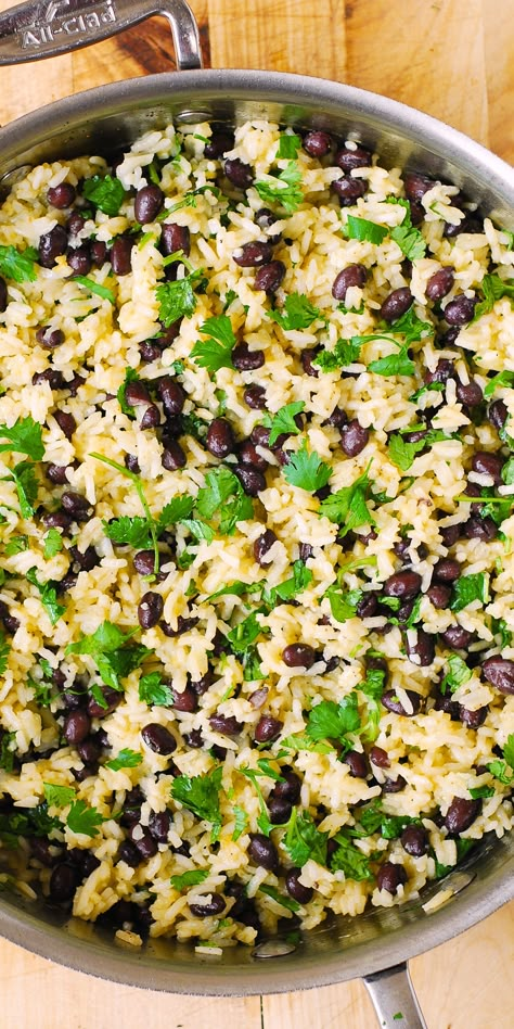 Cilantro-Lime Black Bean Rice Rice With Black Beans, Black Bean Rice, Gluten Free Side Dish, Gluten Free Side, Bean Rice, Dinner Sausage, Pasta Vegetariana, Rice Side, Gluten Free Sides Dishes