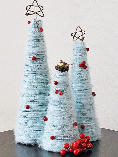 How to Make Yarn Christmas Trees>>  http://www.hgtv.com/handmade/how-to-make-yarn-christmas-trees/index.html?soc=pinterest Yarn Trees, Fabulous Christmas, Noel Christmas, Tree Crafts, Dollar Store Crafts, Christmas Crafts For Kids, Winter Crafts, Christmas Love, Small Trees