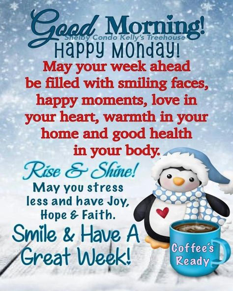 Good morning all & happy Monday. Here’s to a great week ahead.💋💜 Monday Good Morning Wishes, Monday Morning Blessing, Winter Blessings, Good Morning Monday, Monday Morning Quotes, Good Morning Motivation, Good Morning Happy Monday, Hug Quotes, Daily Greetings