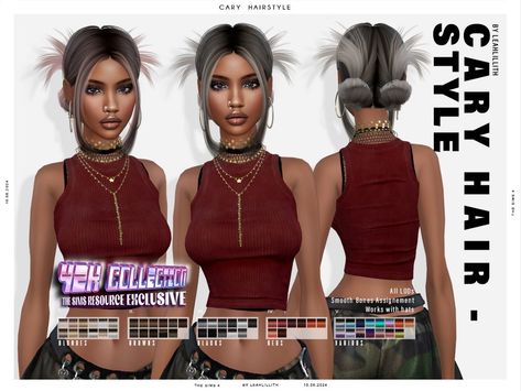 The Sims Resource - Y2K Cary Haistyles Sims 4 Y2k Hair, Sims 4 Y2k, Leah Lillith, Y2k Hair, Y2k Hairstyles, Sims 4 Teen, All Hairstyles, Sims Four, Sims Hair