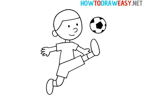 Soccer Player Step by Step Drawing #Soccer #SoccerPlayer #Mundial #WorldCup #Euro #WC #Football #SoccerPlayerDrawing #EasyDrawing #HowtoDrawaSoccerPlayer #Ball #DrawingsforKids #Messi #Ronaldo #Player #CartoonDrawing Football Player Drawing, Elementary Drawing, Soccer Drawing, Football Drawing, Bengali Art, Draw Easy, Messi Ronaldo, Drawing Tutorials For Beginners, Black And White Art Drawing