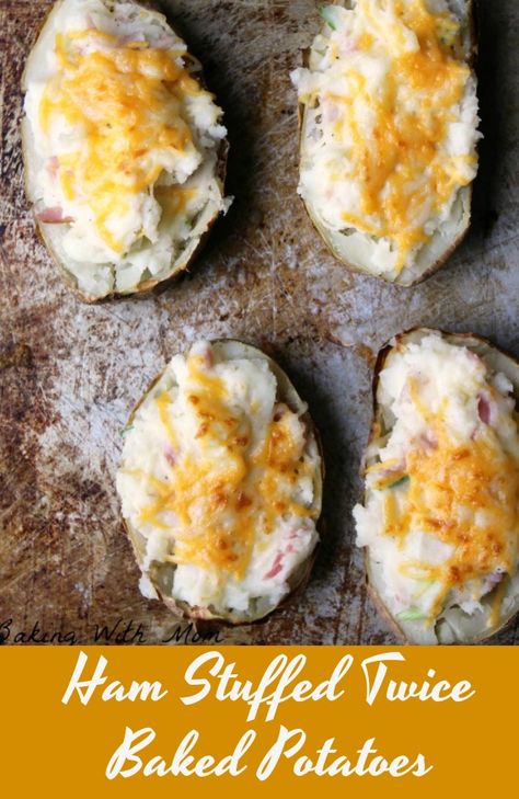 Baked Potatoes With Cheese, Potatoes With Cheese, Baked Potato With Cheese, Ham Casserole Recipes, Easy Supper Recipes, Ham Dinner, Stuffed Baked Potatoes, Ham Potato, Twice Baked Potatoes Casserole