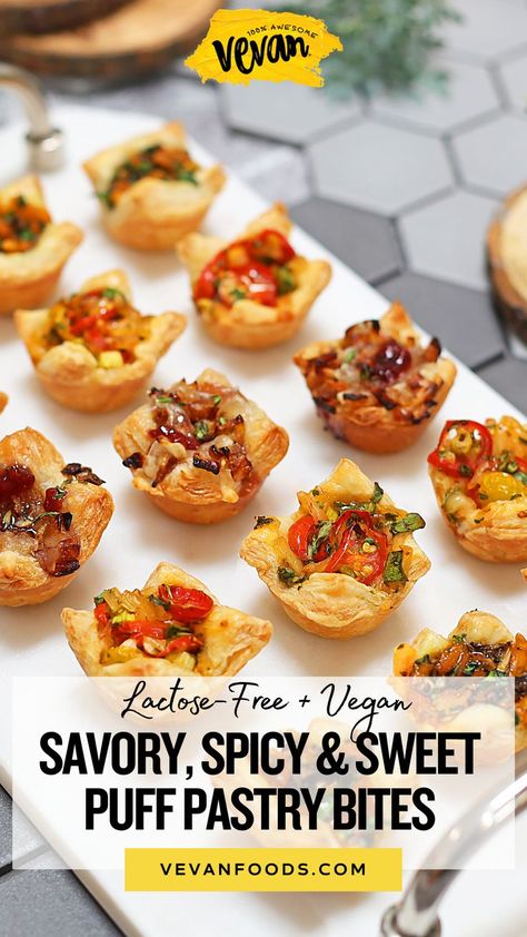 Puff Pastry Recipes Appetizers, Puff Pastry Bites, Sweet Puff Pastry, Puff Pastry Recipes Savory, Pastry Bites, Savory Puff Pastry, Vegan Appetizers Recipes, Autoimmune Paleo Recipes, Puff Pastry Appetizers