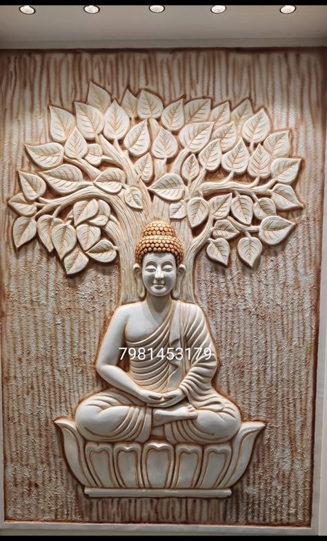 Wall Showcase Design, Buddha Wall Painting, Buddha Statue Home, Buddha Wall Decor, Room Wallpaper Designs, Buddha Home Decor, Mural Art Design, Buddha Art Drawing, 3d Mural