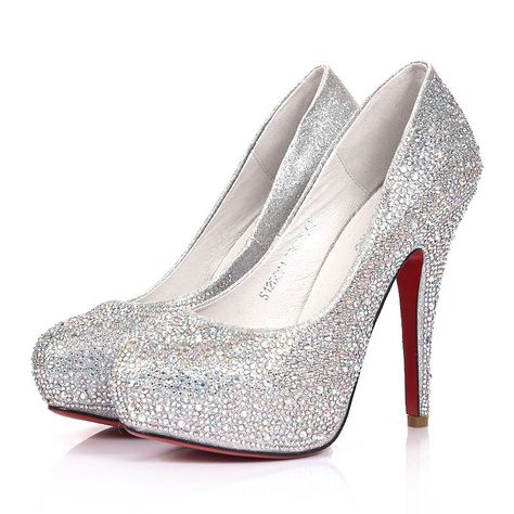 High Heels Sparkle, Silver Sparkly Heels, Heels Prom, Silver High Heels, Sparkly Heels, Prom Heels, Red Bottom, High Heels Boots, Glitter Heels