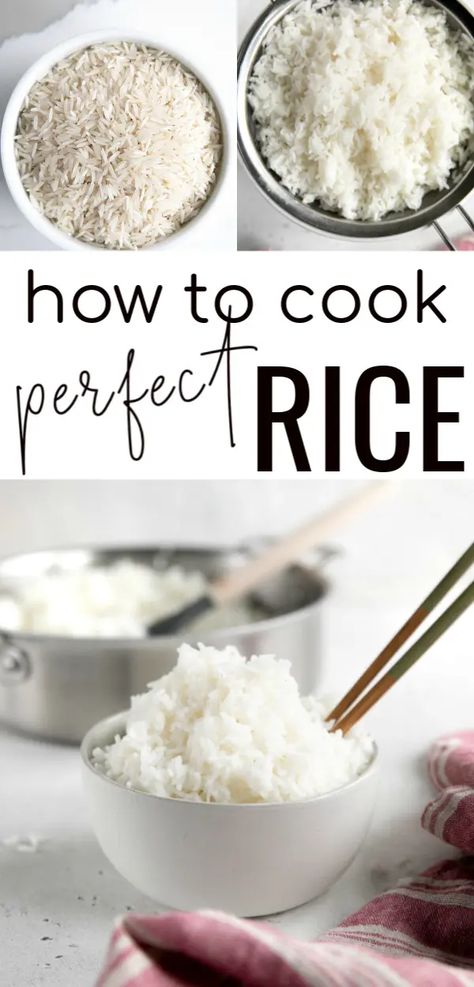 Learn how to cook soft, fluffy, and perfectly cooked white rice on the stove with this easy, foolproof recipe. No exact measurements or special equipment required, just a pot with a lid and a fine mesh strainer. Rice Measurements, Recipe Using Applesauce, Fluffy White Rice, Cooked White Rice, Rice On The Stove, Ground Pork Recipes, Cook Rice, Perfect Rice, Homemade Condiments