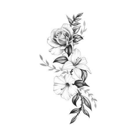 Lily And Roses, Lilly Tattoo Design, Lilly Flower Tattoo, Hydrangea Tattoo, Wrap Around Wrist Tattoos, Hibiscus Flower Tattoos, Lillies Tattoo, Lily Tattoo Design, Lily Flower Tattoos