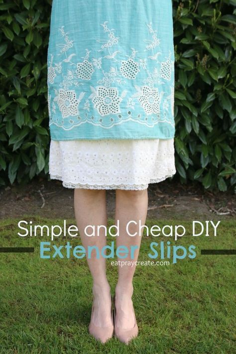 Extender Slips - I originally found this great project on freeneedle.com along with 1,000s of other free sewing and craft ideas! Dress Extender Slip, Slip Extender, Value Village, Shirt Extender, Skirt Extender, Dress Extender, Repair Clothes, Ruffle Bedding, Lace Curtains