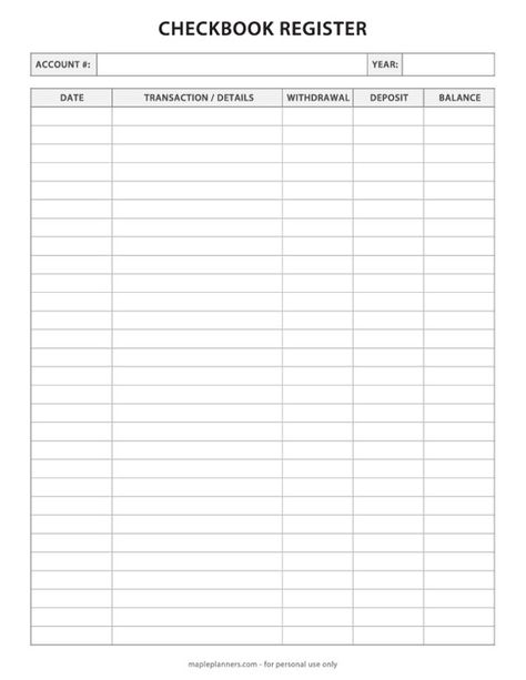 Packing Checklist Template, Printable Check Register, Checkbook Register, Printable Checks, Free Printables Organization, Business Printables, Planner Layouts, Check Register, Printable Calendars