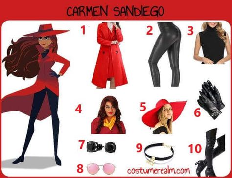 Diy Carmen Sandiego Costume Carmen Sandiego Costume, Attitude Tips, Carmen Sandiago, Red Long Coat, Costume Guide, Diy Costumes Women, Diy Halloween Costumes For Kids, Costume Tutorial, Carmen Sandiego