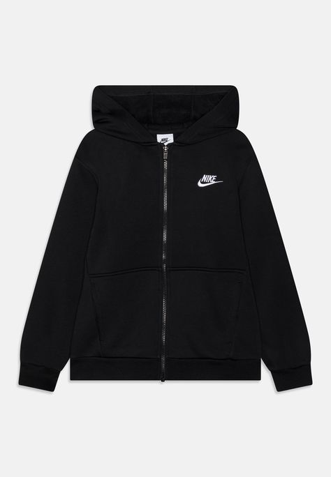 Nike Sportswear CLUB UNISEX - Zip-up sweatshirt - black/white Black Nike Jacket, Nike Zip Hoodie, Black Nike Hoodie, Cute Nike Outfits, Nike Sweats, Looks Party, Nike Zip Up, Y2k Clothes, Nike Sweater