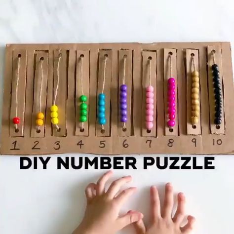 Diy Abacus, Counting Puzzles, Number Puzzle, Steam Projects, Beading For Kids, Number Puzzles, Counting Activities, Instagram Diy, Number Matching