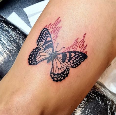 Butterfly Burning Tattoo, Dripping Butterfly Tattoo, Butterfly With Fire Tattoo, Flaming Butterfly Tattoo, Butterfly Flame Tattoo, Burning Butterfly Tattoo, Fire Butterfly Tattoo, Butterfly On Fire Tattoo, Moth To A Flame Tattoo