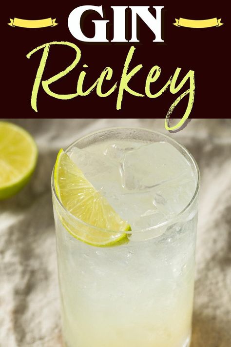 Gin Rickey Gin Rickey Recipe, Gin Rickey, Gin And Soda, Lime Rickey, Speakeasy Party, Sparkling Mineral Water, Cherry Syrup, Gin Recipes, Best Gin