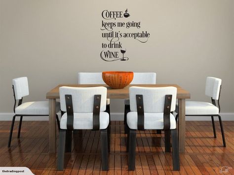 Wall Decal - Coffee keeps me going | Trade Me Bless Quotes, Family Wall Decals, Wall Stickers Family, Heart Wall Decal, Bless The Food Before Us, Kitchen Vinyl, Kitchen Wall Decals, Bless The Food, Prayer Wall