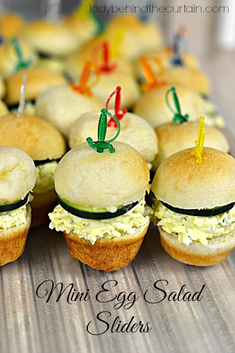 Mini Egg Salad Sliders - Lady Behind the Curtain Homemade Appetizer, Breakfast Slider, Mini Egg, Behind The Curtain, Mini Sandwiches, Semi Homemade, Hawaiian Rolls, Mini Eggs, Tea Sandwiches