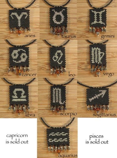 Dekoratívne Vence, Miyuki Beads Pattern, Bead Loom Designs, Art Perle, Seed Bead Patterns, Bead Loom Bracelets, Zodiac Necklace, Beaded Crafts, Bead Loom Patterns