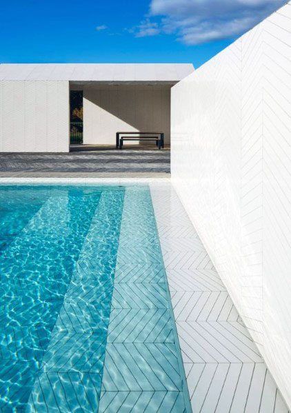 Top 60 Best Home Swimming Pool Tile Ideas - Backyard Oasis Designs Pool Tile Designs, Parquet Tiles, Moderne Pools, Swimming Pool Tiles, Swimming Pool House, Diy Swimming Pool, Modern Pools, Dream Pools, Pool Design