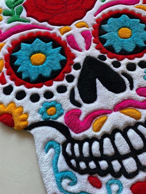 Tufting Art, Punch Rug, Tufting Rug, Tufting Diy, Hand Tufting, Tufted Carpet, Rug Tufting, Tufted Rugs, Skeleton Hand