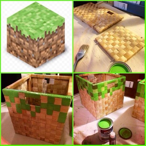 MineCraft IKEA HACK for boys room by Makia55 Minecraft Room Decor, Bedroom Ideas Minecraft, Minecraft Diy, Minecraft Bedroom Decor, Diy Minecraft, Minecraft Bedroom, Minecraft Room, Minecraft Birthday Party, Minecraft Birthday