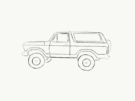 Bronco Tattoo Ideas, Ford Truck Tattoo Ideas, Vintage Truck Drawing, Truck Sketch Simple, Old Ford Truck Drawing, Pick Up Truck Tattoo, Fine Line Car Tattoo, Ford Bronco Tattoo, Ford Bronco Drawing