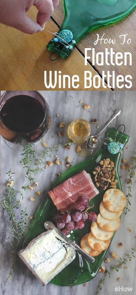 15 DIY Projects to Make a Serving Tray - Pretty Designs Flatten Wine Bottle, Crafts Cheap, Wine Craft, Wine Bottle Art, Creative Kitchen, Wine Bottle Diy Crafts, Wine Bottle Diy, God Mat, Cork Crafts