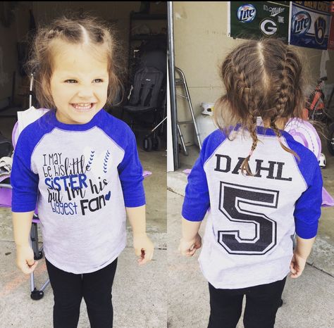 Tball Sister Shirts, Baseball Sister Outfit, Biggest Fan Shirt, Little Sister Baseball Shirt Ideas, Little Sister Football Shirt, Sister Baseball Shirt Ideas, Little Sister Football Shirt Ideas, Baseball Sister Shirts, Tball Mom Shirts