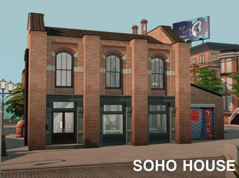 Soho House – @honeycombsims on Tumblr Converted Factory, Greenhouse Art, Sims4 Build, Sims Lots, Sims4 Custom Content, San Myshuno, Sims 4 Lots, Sims 4 Studio, Sims House Ideas