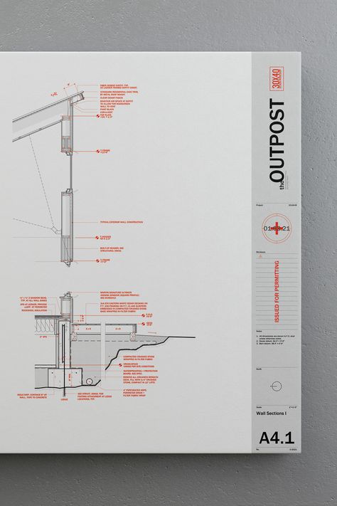 image showing an architectural wall section Revit Presentation Graphics, Revit Title Block Designs, Title Blocks Design, Architecture Project Drawing, Architecture Drawing Graphics, Creative Title Block Design Architecture, Architect Title Block Design, Drawing Title Block Design, Titleblocks Design