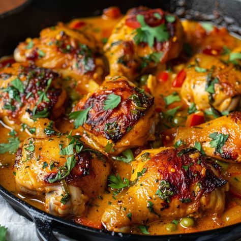 Spicy Brazilian Coconut Chicken - Good For Recipes Dinner Recipes Latin, Coconut Chicken Drumsticks, Upscale Chicken Dishes, Chicken Leg Curry Recipes, Spicy Brazilian Coconut Chicken, Come Dine With Me Ideas Recipes, Jamaican Chicken Recipes, International Chicken Recipes, Chicken With Coconut Milk Recipes