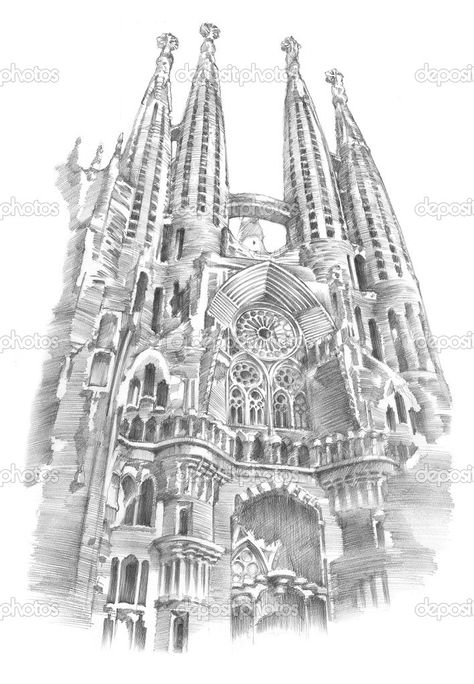 Sagrada Familia Drawing, T Shirt Image, Architect Drawing, Sense Of Place, Famous Buildings, Architecture Portfolio, Cologne Cathedral, Editorial Photography, Barcelona Cathedral