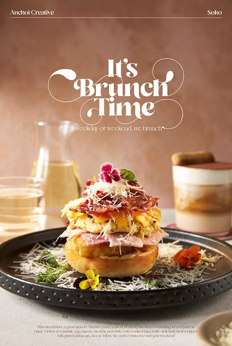 IT'S BRUNCH TIME - SOKO RESTAURANT :: Behance Food Photography Composition, Brunch Restaurants, Food Photoshoot, Graphisches Design, Restaurant Photography, Brunch Time, Food Logo Design, Food Menu Design, Food Advertising