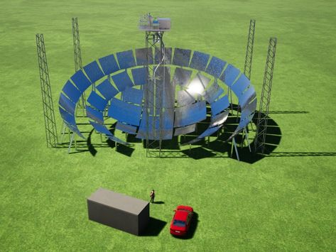 Concentrated solar power (CSP) plants rely on complex and expensive tracking systems to follow the sun and maximise conversion... Concentrated Solar Power, Spherical Mirror, Follow The Sun, Power Tower, Solar Technology, Mosaic Projects, Small Mirrors, Tracking System, Plant Design