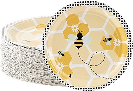 Amazon.com: 80 Pack Bumble Bee Paper Plates for Gender Reveal, Birthday Party Supplies, 9 In : Health & Household Bees For Kids, Bee Plates, Bee Paper, Bumble Bee Birthday, Bee Theme Party, Bee Birthday Party, Bee Baby Shower Theme, Bumble Bee Baby Shower, Bee Party