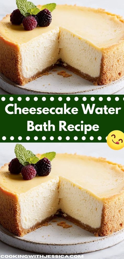 Searching for a foolproof way to make cheesecake? This Cheesecake Water Bath Recipe offers an incredibly moist and tender result, making it a family-friendly option that’s both satisfying and delicious for any dessert lover. Water Bath Cheesecake, Cheesecake Water Bath, Perfect Cheesecake, Bath Recipes, Classic Cheesecake, Creamy Desserts, Fool Proof Recipes, Creamy Cheesecake, Quick Desserts