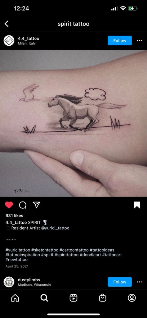 Stallion Tattoo, Horse Tattoos, Running Tattoo, Spirit The Horse, Horse Shoe Tattoo, Horse Tattoo Design, Cowgirl Tattoos, Spirit Tattoo, Movie Tattoo