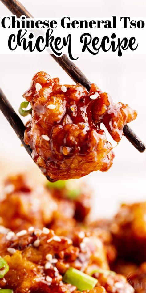 General Chicken Recipe, Tso Chicken Recipe, Spicy Chinese Chicken, Fried Chicken Pieces, Chinese Chicken Dishes, Chinese General, Kfc Chicken Recipe, Sticky Sauce, Popcorn Chicken Recipe