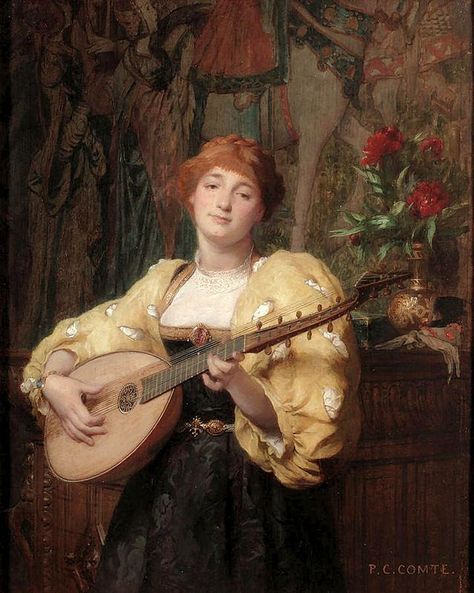 comte, pierre charles - The Pretty Mandolin Player | Flickr - Photo Sharing! Edwin Austin Abbey, Gabriel Rossetti, Pre Raphaelite Art, Air Art, John Everett Millais, Walker Art, Royal Academy Of Arts, Musical Art, Pre Raphaelite