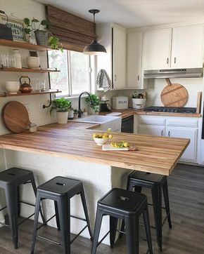 Dapur Ikea, Dapur Rustic, Small Kitchen Decoration, Model Dapur, Ikea Kitchen Remodel, Kitchen Countertop Materials, Kabinet Dapur, Farmhouse Kitchen Cabinets, Small Kitchen Decor