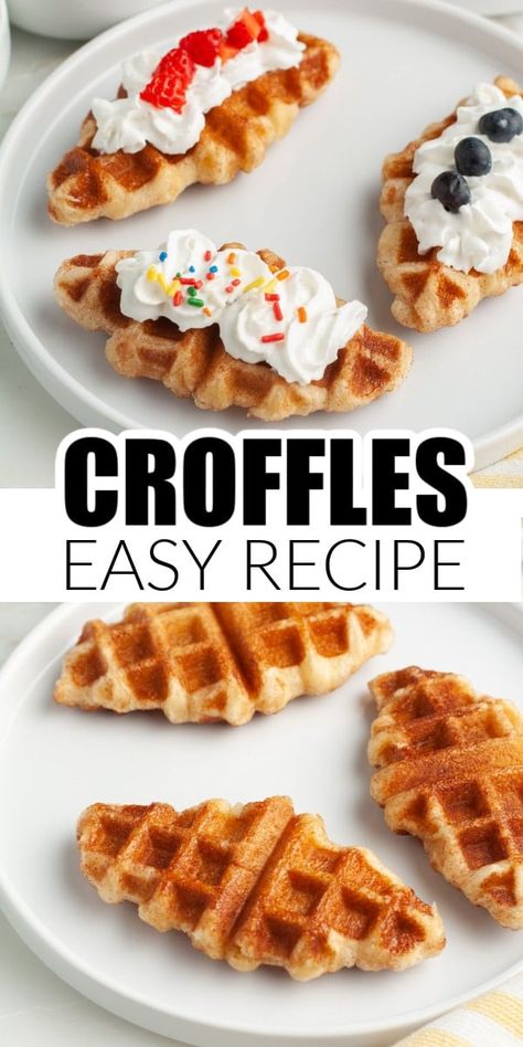 Learn how to make this easy croffle recipe with just a few ingredients. Croffles, or crescent waffles, are simple to make and perfect for a fun dessert or breakfast. How To Make Croffle, Crescent Roll Waffle Iron, Crescent Roll Waffles, Croffles Recipe, Croissant Waffle Recipe, Croffle Recipe, Recipe Croissant, Waffle Bowl Recipe, Waffle Pops